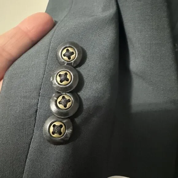 HUGO BOSS 2 Piece Suit 44 L Einstein Sigma 3‎ Button Cerutti 1881 Blue Green